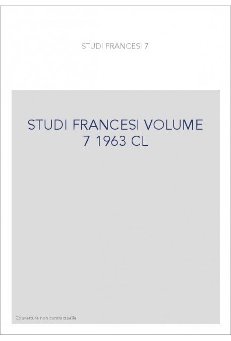 STUDI FRANCESI VOLUME 7 (1963)
