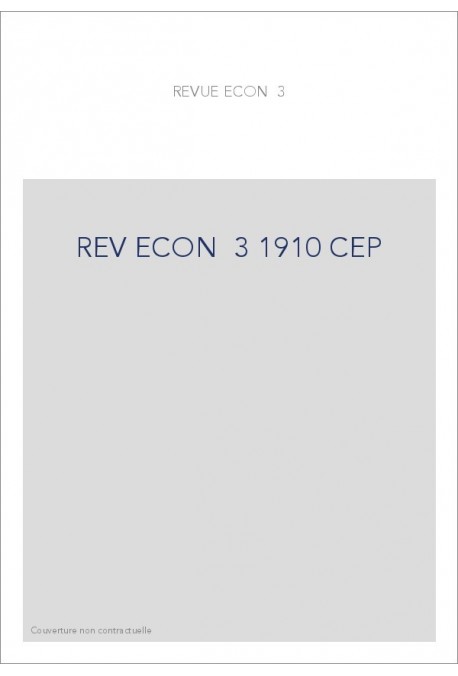 REVUE D'HISTOIRE ECONOMIQUE ET SOCIALE T3 (1910)