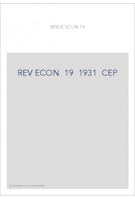 REVUE D'HISTOIRE ECONOMIQUE ET SOCIALE T19(1931)