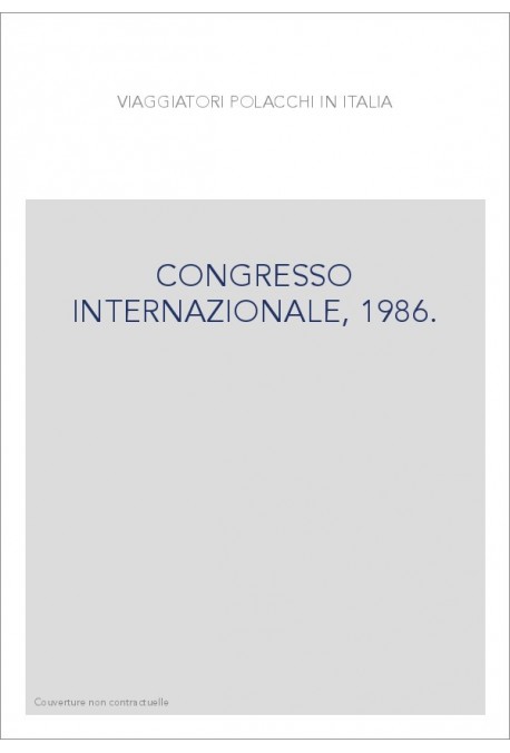 CONGRESSO INTERNAZIONALE, 1986.