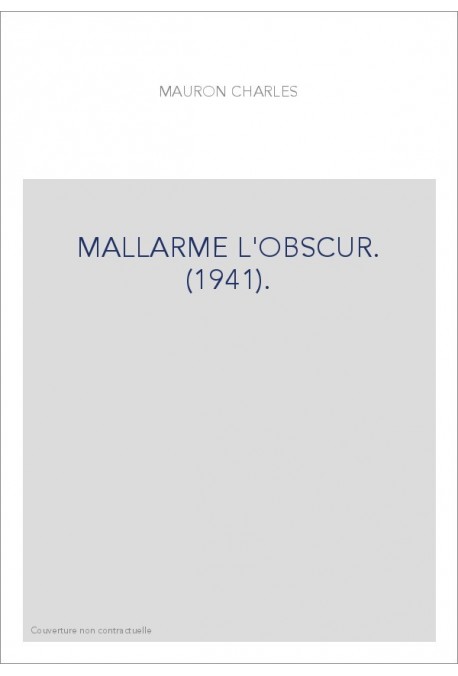 MALLARME L'OBSCUR.(1941)