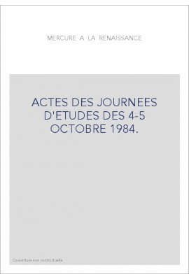 ACTES DES JOURNEES D'ETUDES DES 4-5 OCTOBRE 1984.