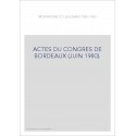 ACTES DU CONGRES DE BORDEAUX (JUIN 1980).