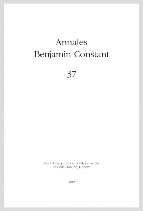 ANNALES BENJAMIN CONSTANT NUMÉRO 37/2012
