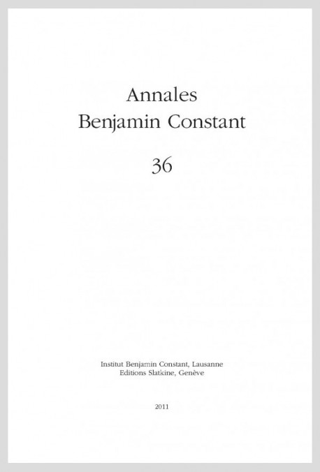 ANNALES BENJAMIN CONSTANT 36 2011