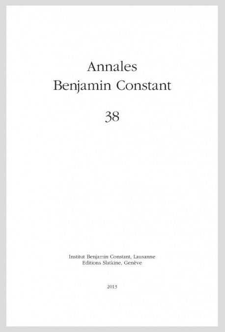 ANNALES BENJAMIN CONSTANT NUMÉRO 38/2013